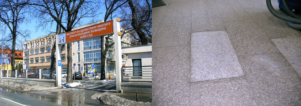 Deija bolnica-Novi Sad,ienje i zatita kamena-paljeni granit