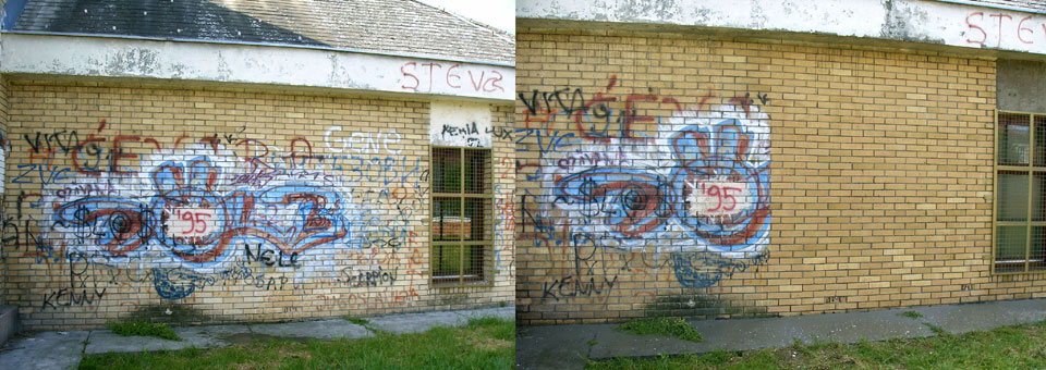 Osnovna kola - Sremski Karlovci, skidanje grafita sa fasadne cigle